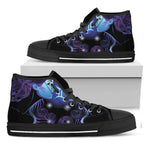 Dark Gemini Zodiac Sign Print Black High Top Shoes