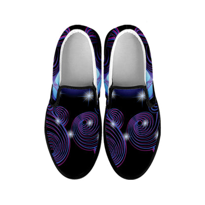 Dark Gemini Zodiac Sign Print Black Slip On Shoes