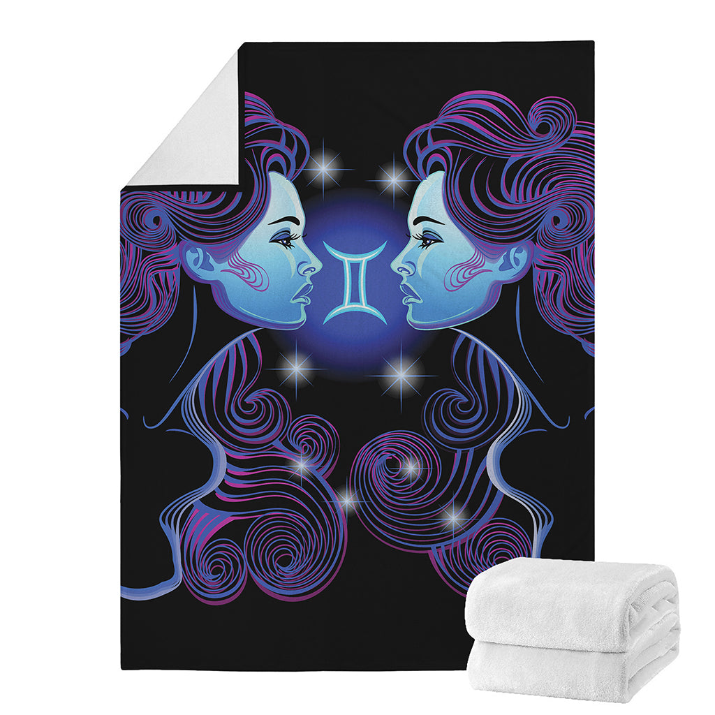 Dark Gemini Zodiac Sign Print Blanket