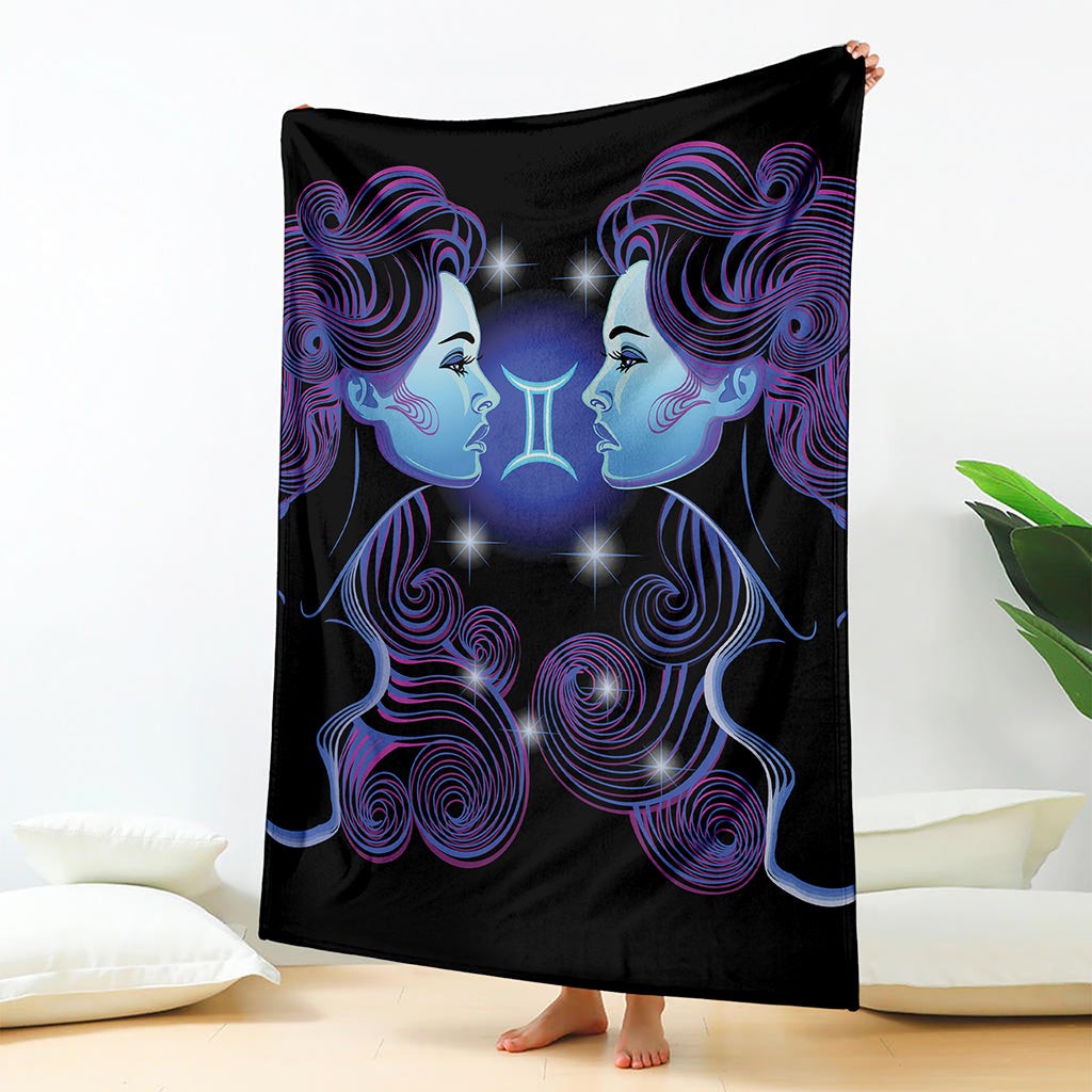 Dark Gemini Zodiac Sign Print Blanket