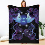 Dark Gemini Zodiac Sign Print Blanket