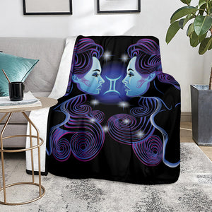 Dark Gemini Zodiac Sign Print Blanket