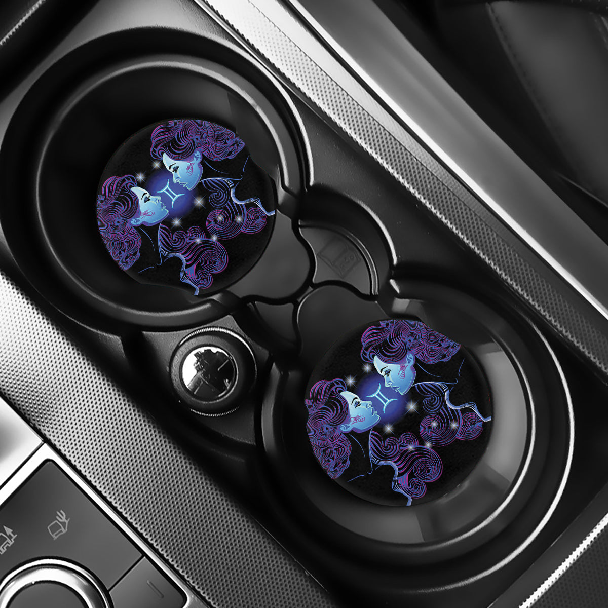 Dark Gemini Zodiac Sign Print Car Coasters