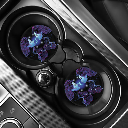 Dark Gemini Zodiac Sign Print Car Coasters