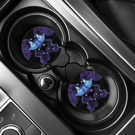 Dark Gemini Zodiac Sign Print Car Coasters