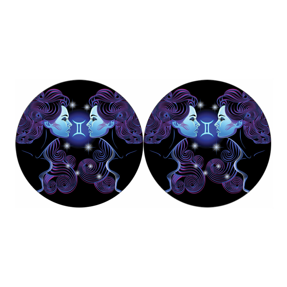 Dark Gemini Zodiac Sign Print Car Coasters