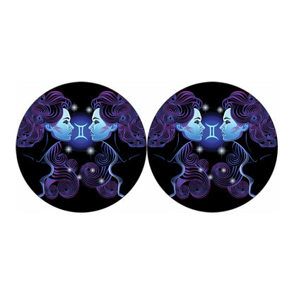 Dark Gemini Zodiac Sign Print Car Coasters