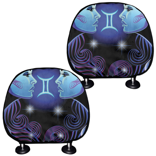 Dark Gemini Zodiac Sign Print Car Headrest Covers
