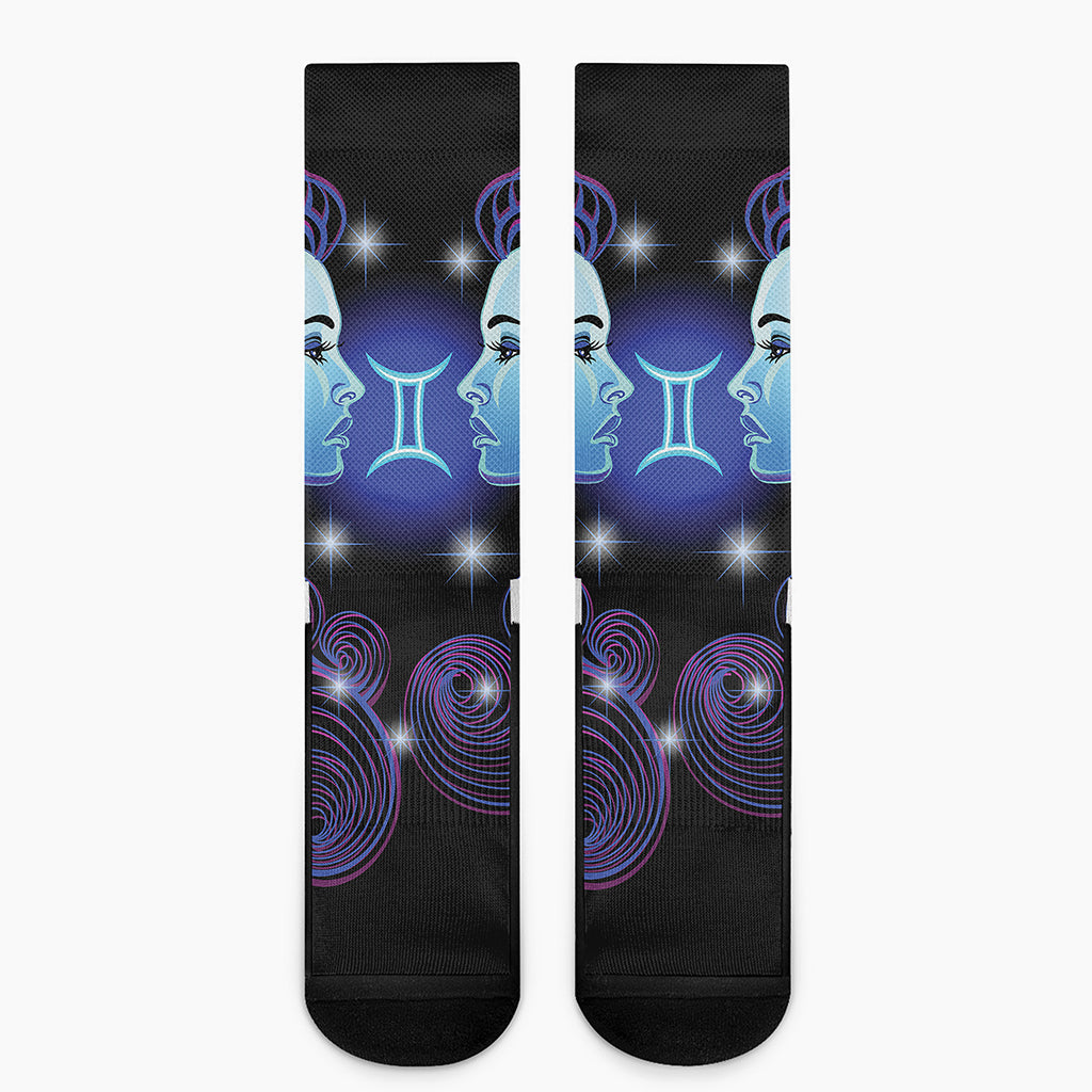 Dark Gemini Zodiac Sign Print Crew Socks