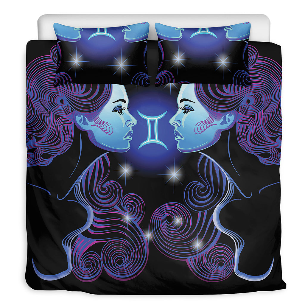 Dark Gemini Zodiac Sign Print Duvet Cover Bedding Set