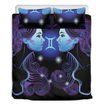 Dark Gemini Zodiac Sign Print Duvet Cover Bedding Set