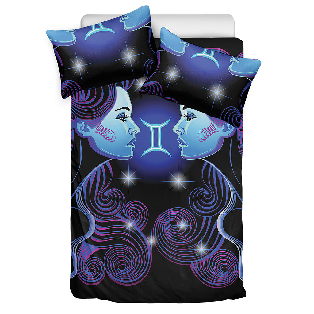 Dark Gemini Zodiac Sign Print Duvet Cover Bedding Set