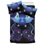 Dark Gemini Zodiac Sign Print Duvet Cover Bedding Set