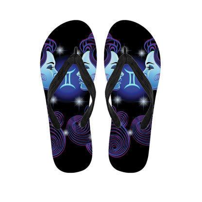 Dark Gemini Zodiac Sign Print Flip Flops