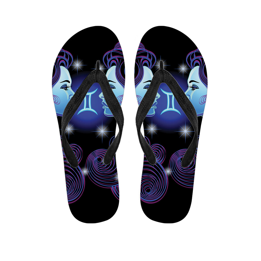 Dark Gemini Zodiac Sign Print Flip Flops