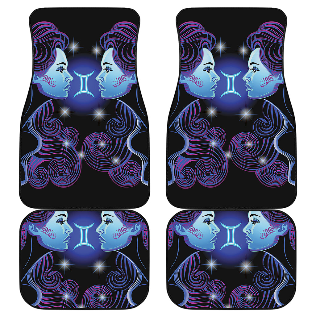 Dark Gemini Zodiac Sign Print Front and Back Car Floor Mats