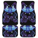 Dark Gemini Zodiac Sign Print Front and Back Car Floor Mats