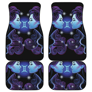 Dark Gemini Zodiac Sign Print Front and Back Car Floor Mats