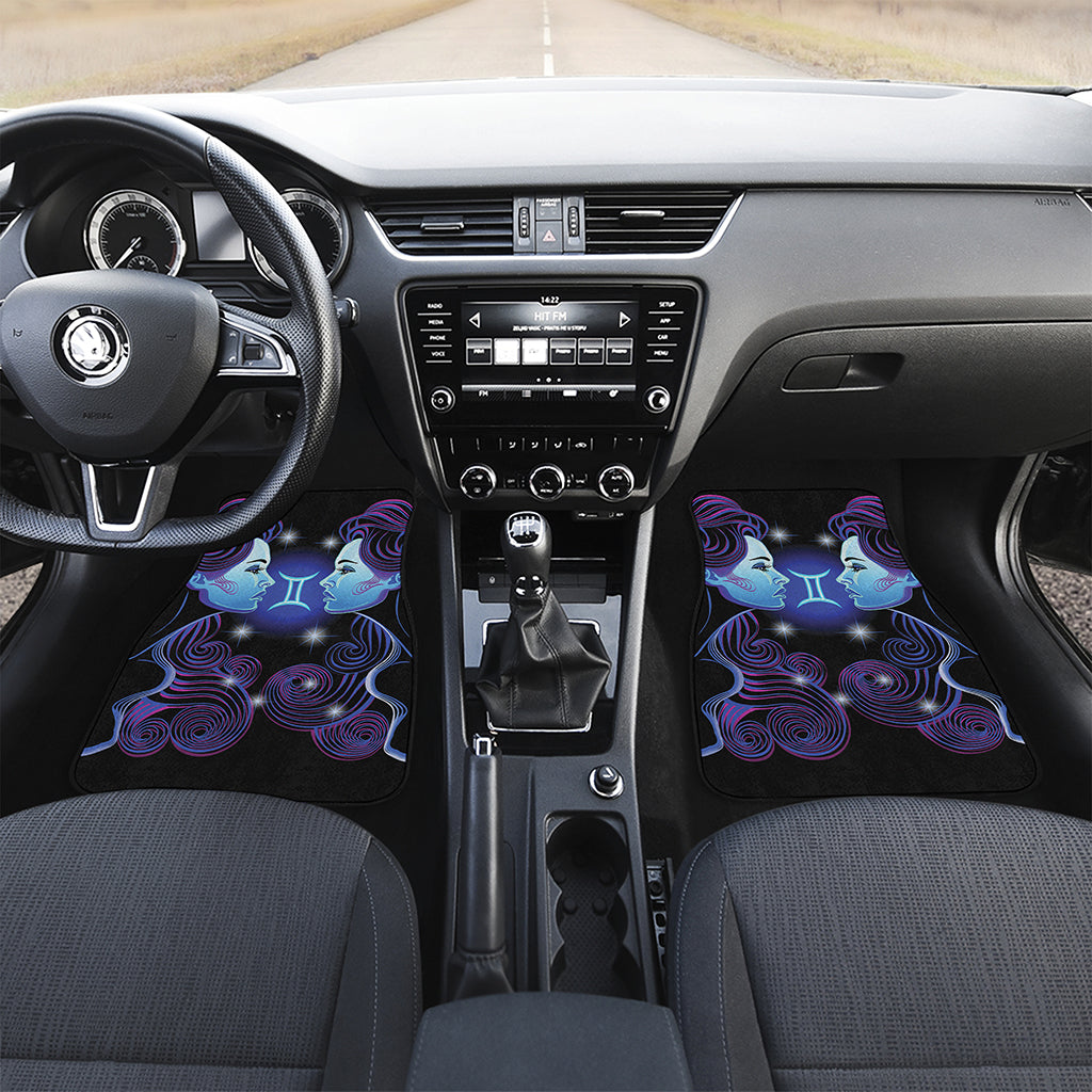 Dark Gemini Zodiac Sign Print Front and Back Car Floor Mats