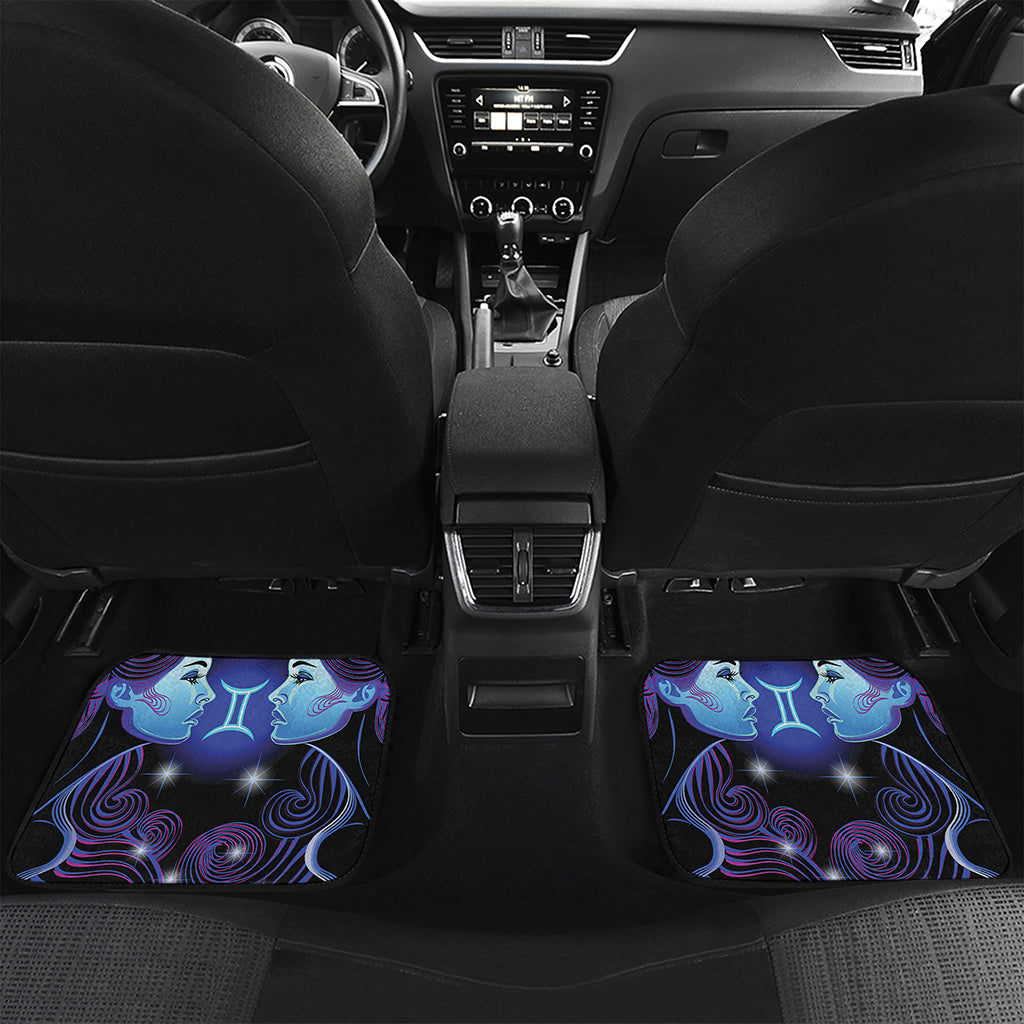 Dark Gemini Zodiac Sign Print Front and Back Car Floor Mats