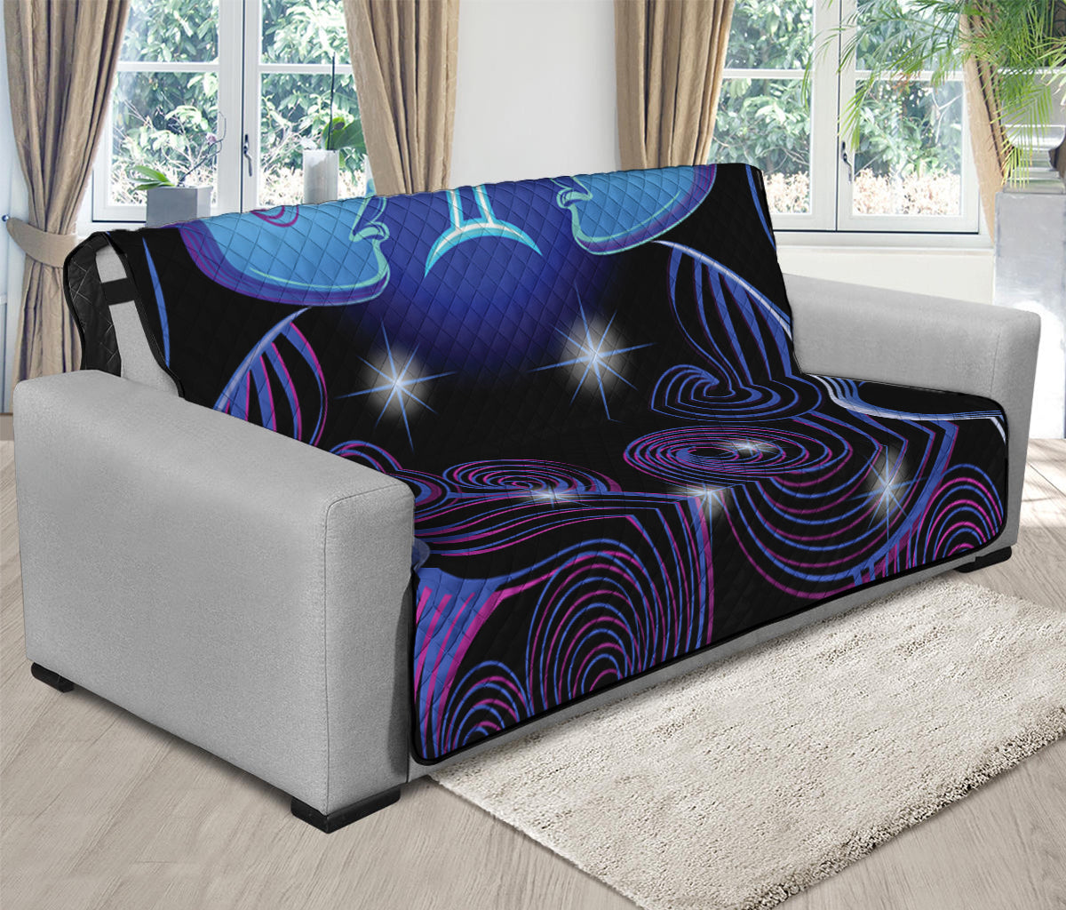 Dark Gemini Zodiac Sign Print Futon Protector