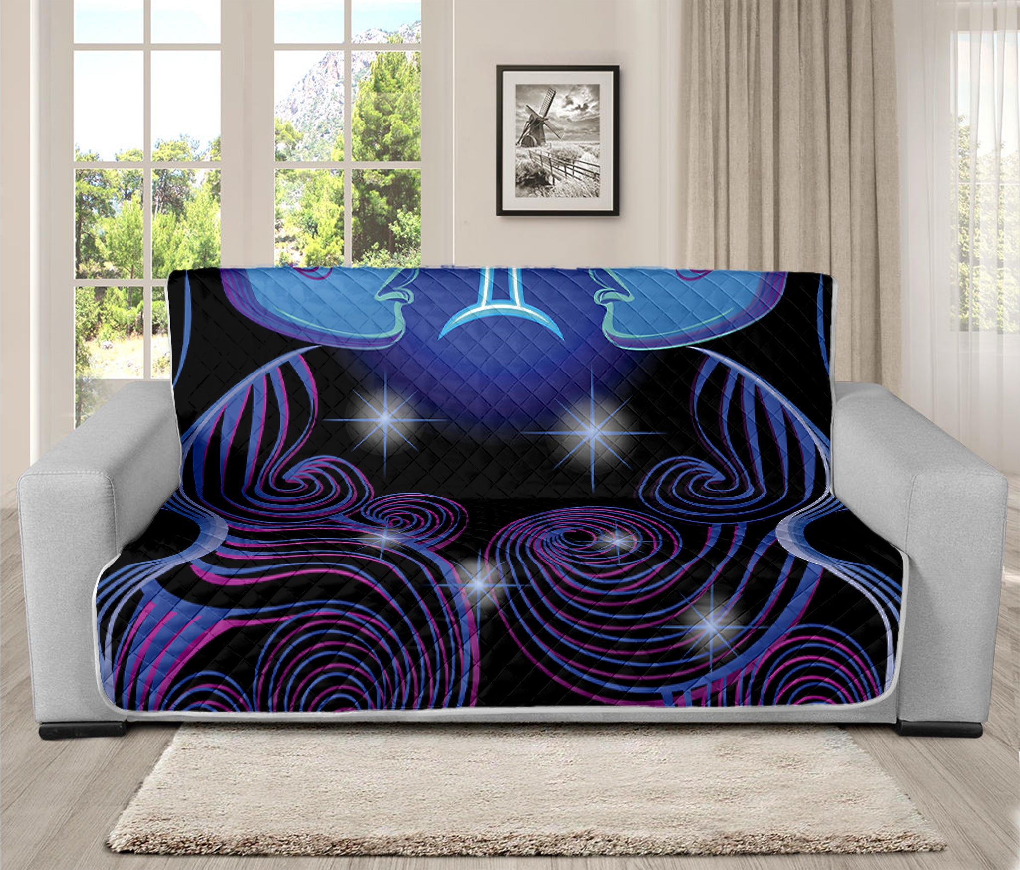 Dark Gemini Zodiac Sign Print Futon Protector