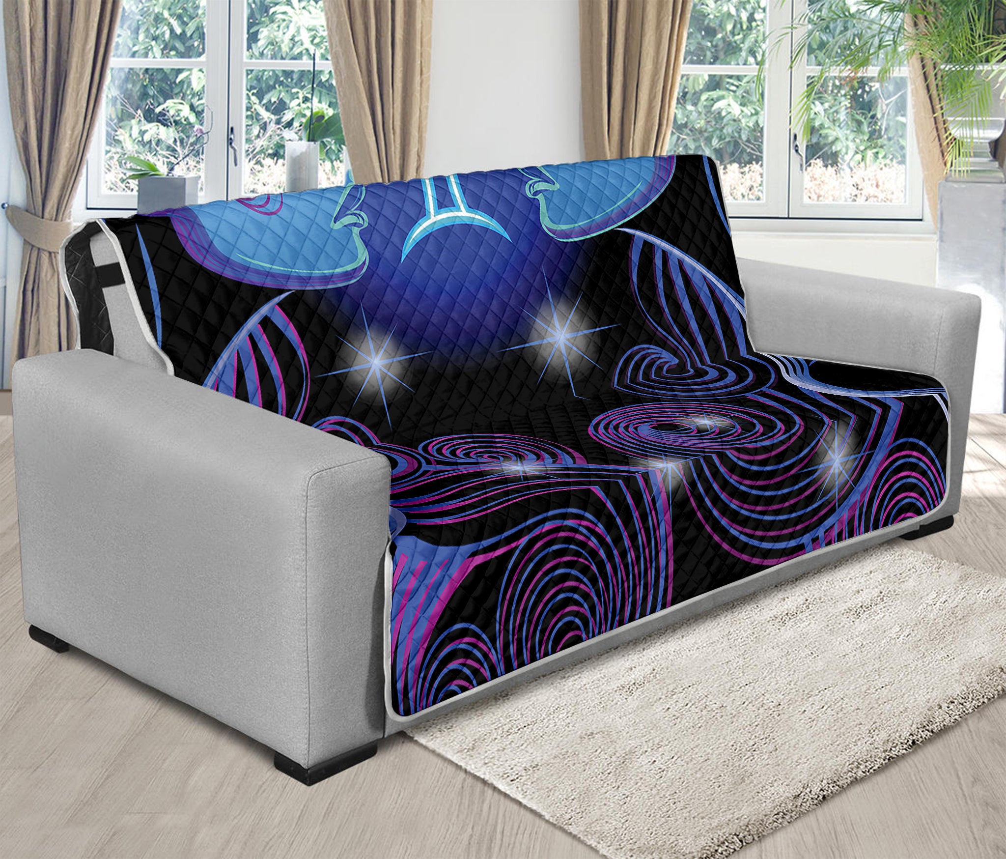 Dark Gemini Zodiac Sign Print Futon Protector