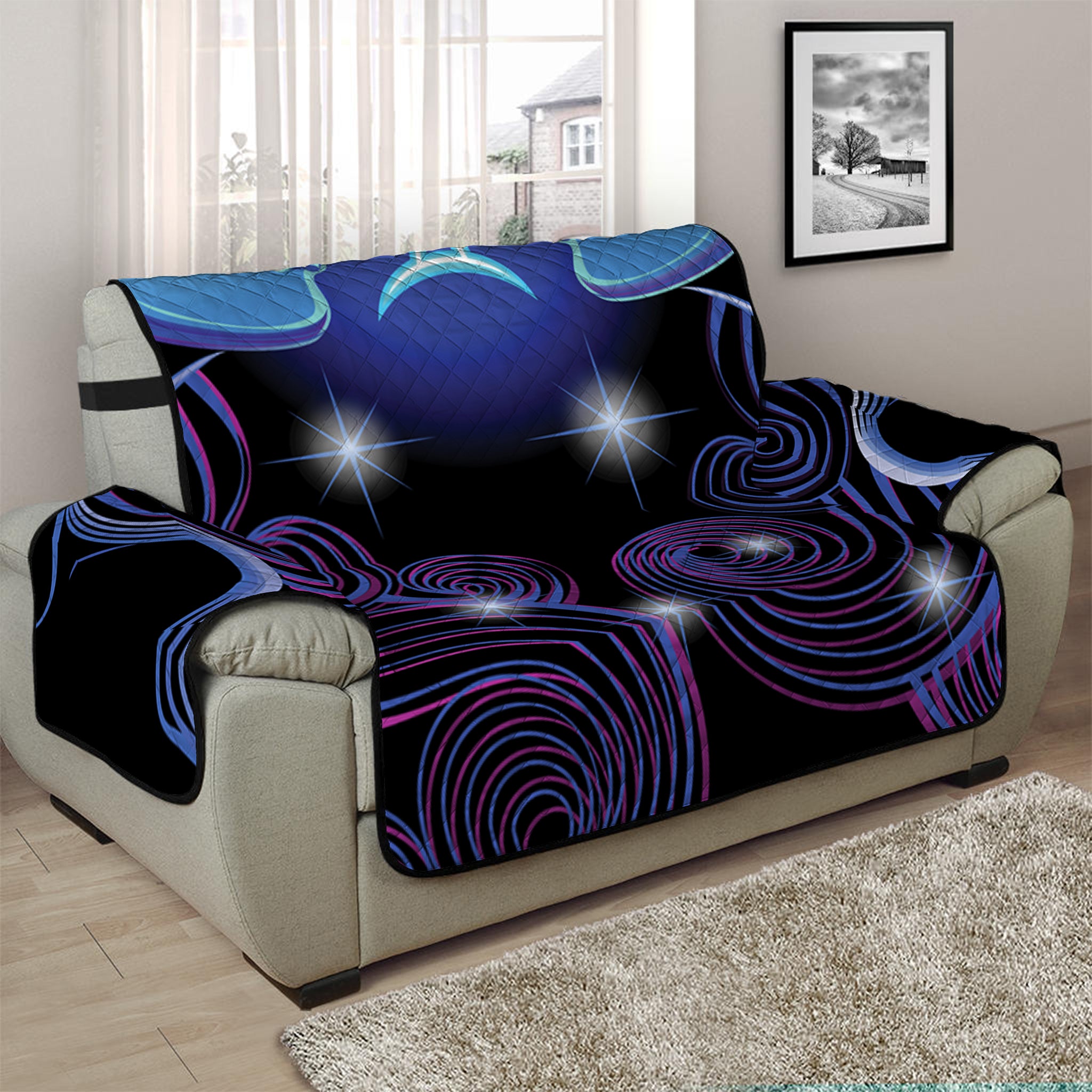 Dark Gemini Zodiac Sign Print Half Sofa Protector