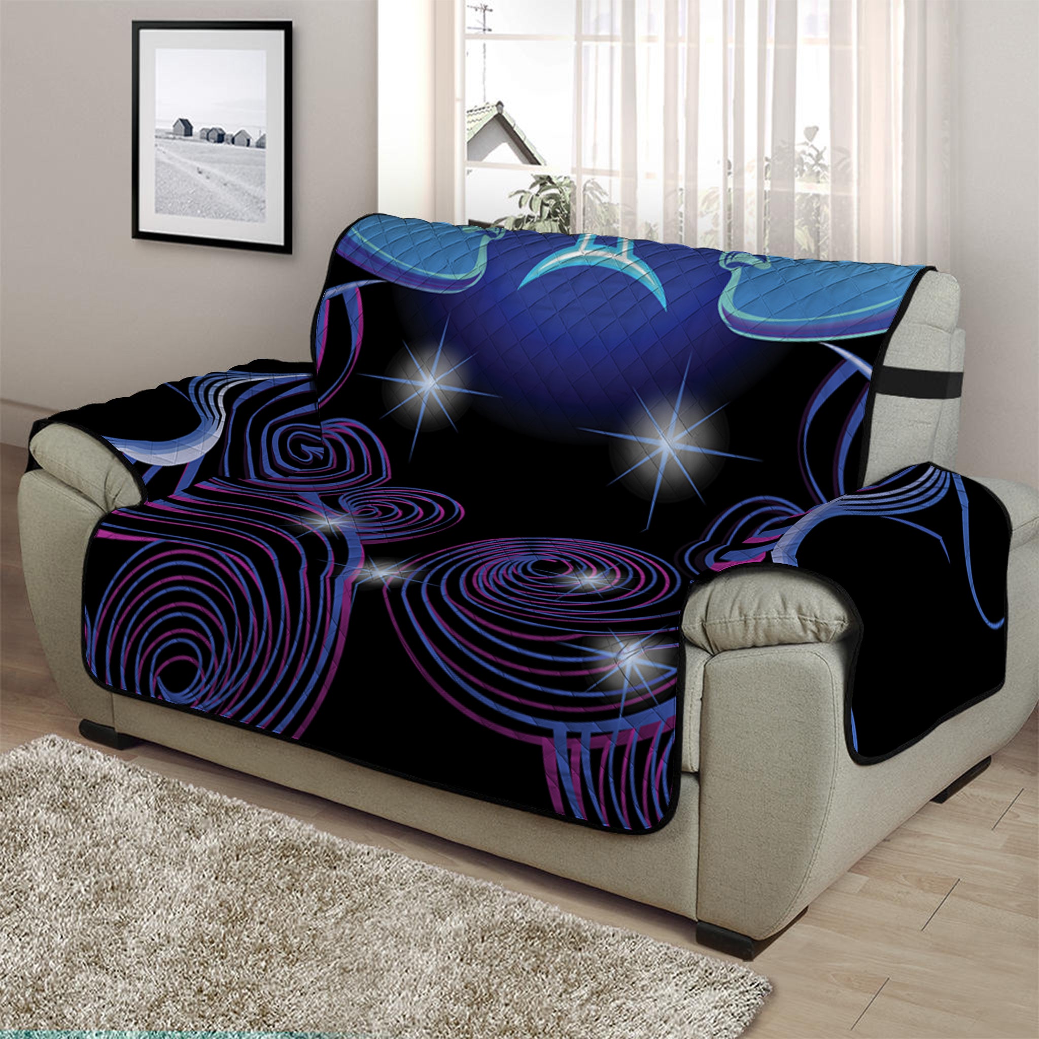 Dark Gemini Zodiac Sign Print Half Sofa Protector