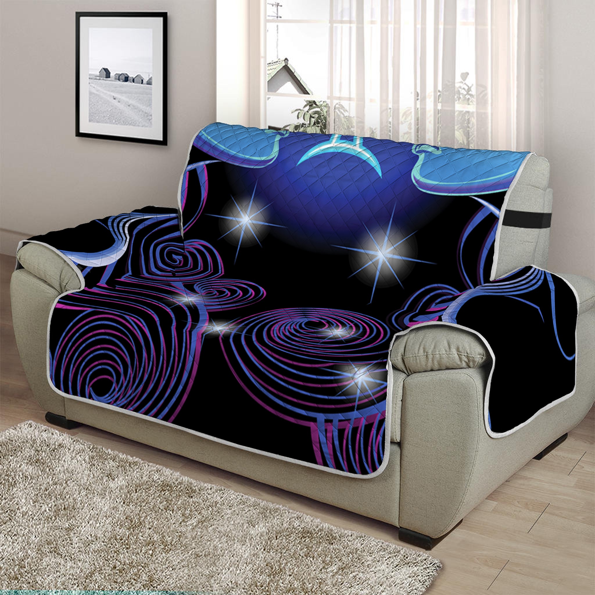 Dark Gemini Zodiac Sign Print Half Sofa Protector