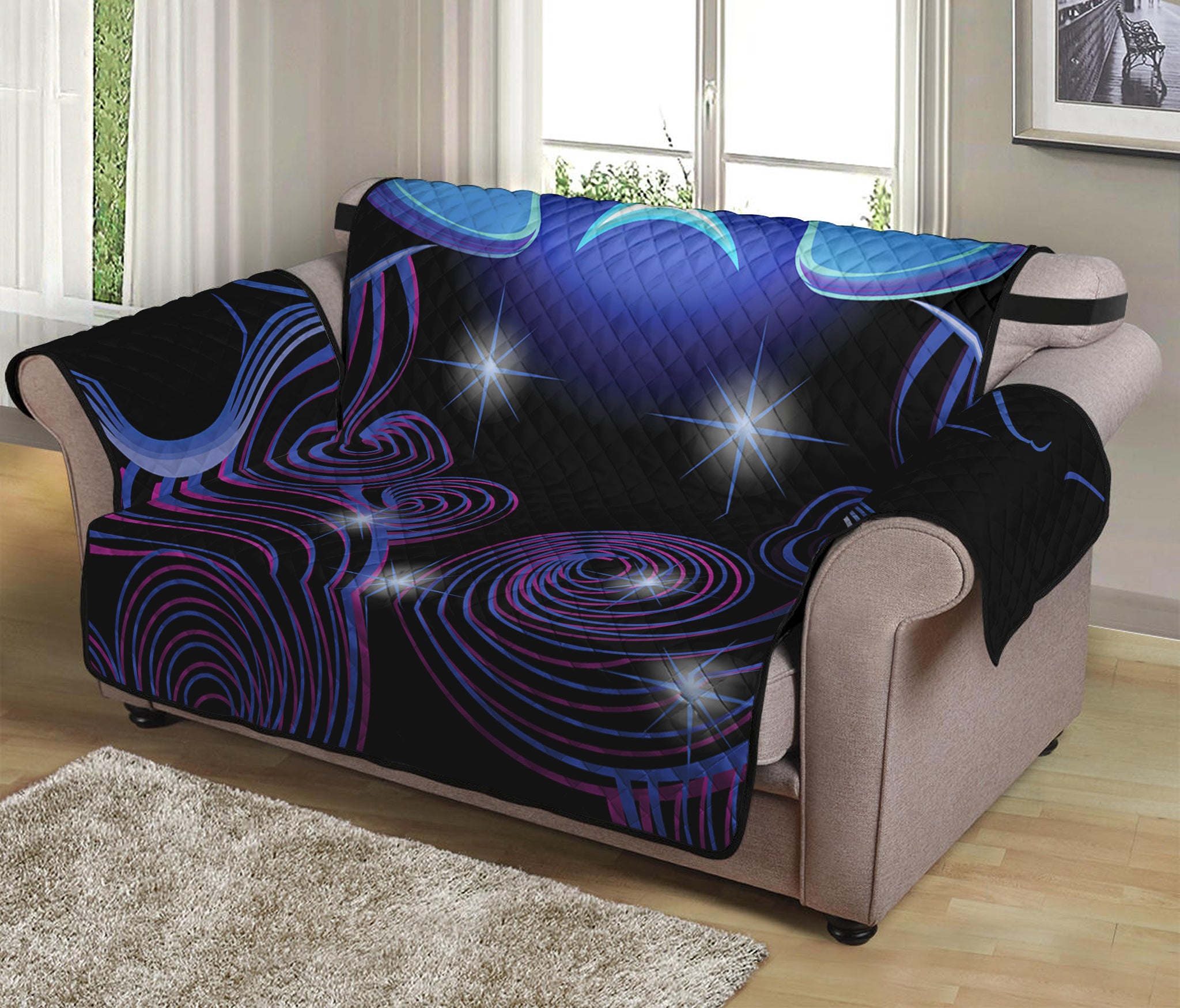 Dark Gemini Zodiac Sign Print Loveseat Protector