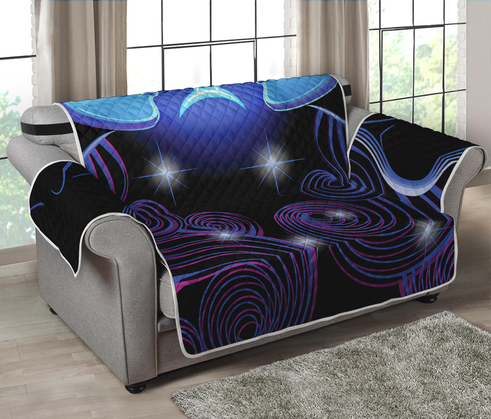 Dark Gemini Zodiac Sign Print Loveseat Protector