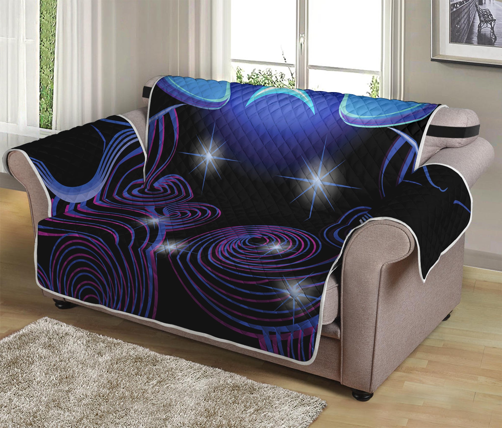 Dark Gemini Zodiac Sign Print Loveseat Protector