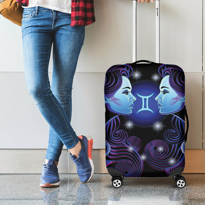 Dark Gemini Zodiac Sign Print Luggage Cover