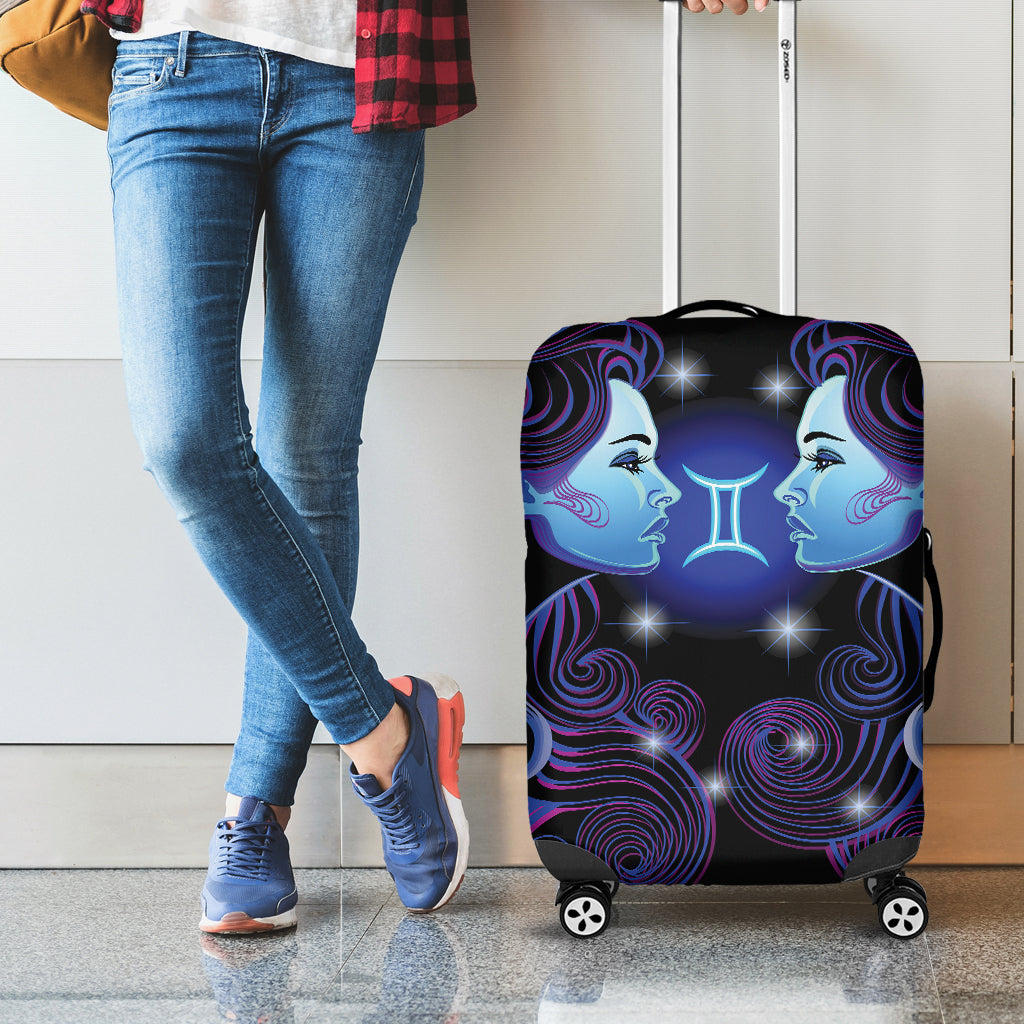 Dark Gemini Zodiac Sign Print Luggage Cover