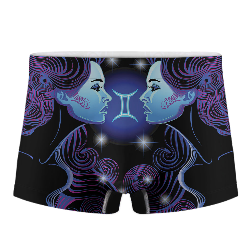 Dark Gemini Zodiac Sign Print Men's Boxer Briefs