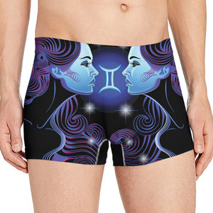 Dark Gemini Zodiac Sign Print Men's Boxer Briefs