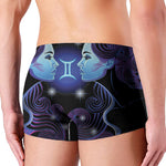 Dark Gemini Zodiac Sign Print Men's Boxer Briefs