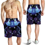 Dark Gemini Zodiac Sign Print Men's Shorts