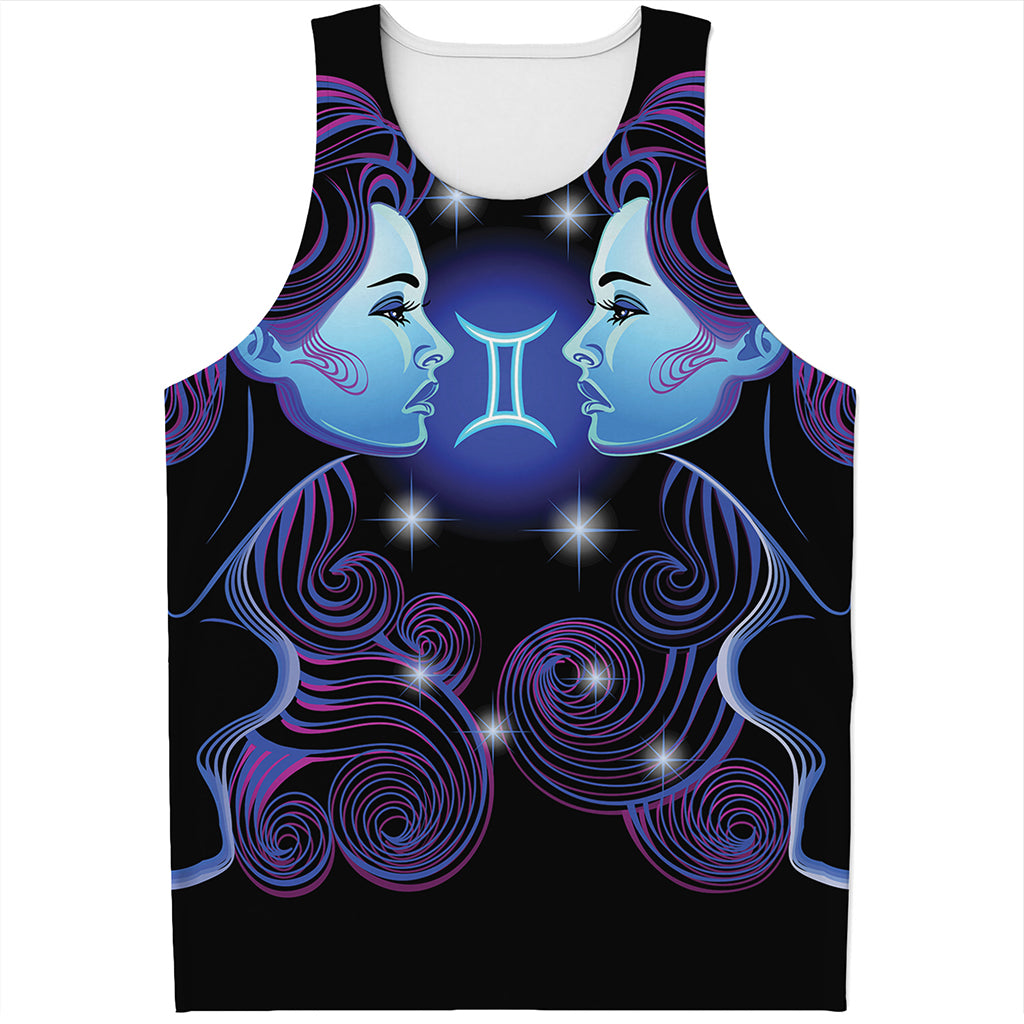 Dark Gemini Zodiac Sign Print Men's Tank Top