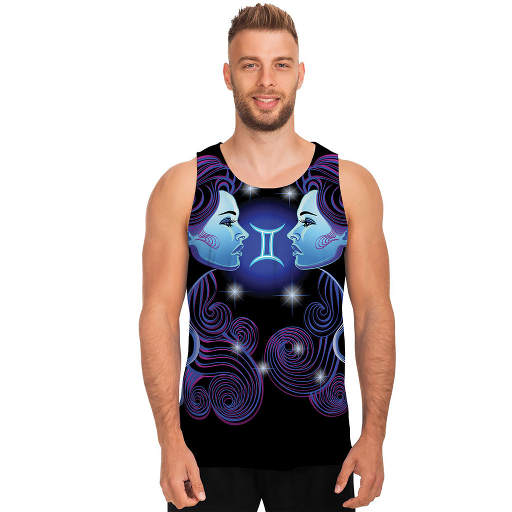 Dark Gemini Zodiac Sign Print Men's Tank Top