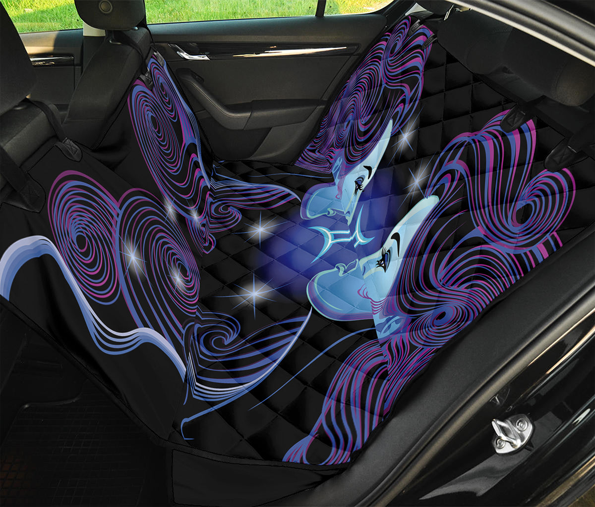 Dark Gemini Zodiac Sign Print Pet Car Back Seat Cover