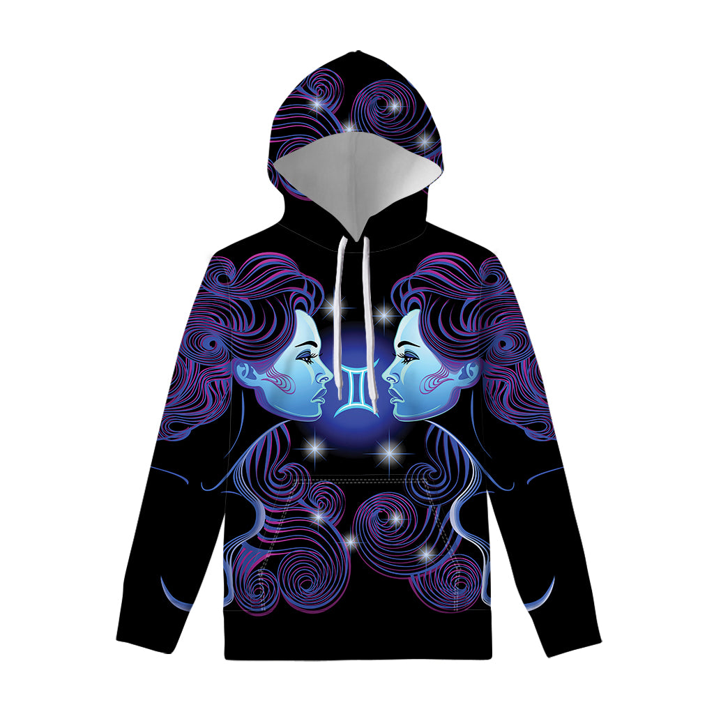 Dark Gemini Zodiac Sign Print Pullover Hoodie