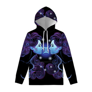 Dark Gemini Zodiac Sign Print Pullover Hoodie