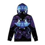 Dark Gemini Zodiac Sign Print Pullover Hoodie