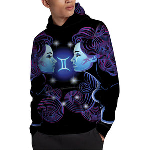 Dark Gemini Zodiac Sign Print Pullover Hoodie