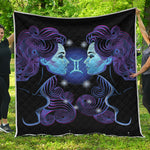 Dark Gemini Zodiac Sign Print Quilt