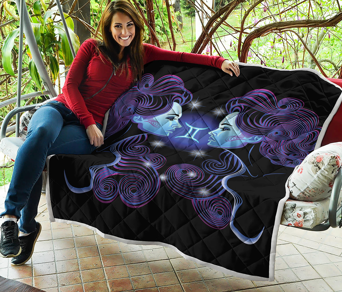 Dark Gemini Zodiac Sign Print Quilt