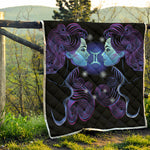 Dark Gemini Zodiac Sign Print Quilt