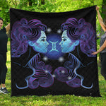 Dark Gemini Zodiac Sign Print Quilt
